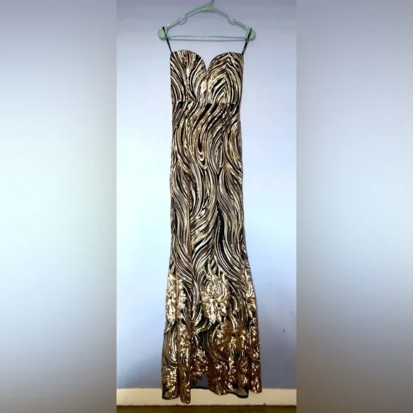 Women’s soiéblu strapless sequin maxi dress S - Picture 5 of 12